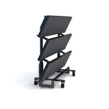 4-TIER WEDGED FOLDING CHORAL RISERS W GUARDRAIL- INDUSTRIAL FINISH