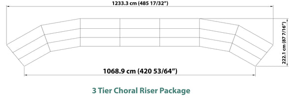 3 Tier Choral Riser System - 41' Long (fits 63 to 96 People ...