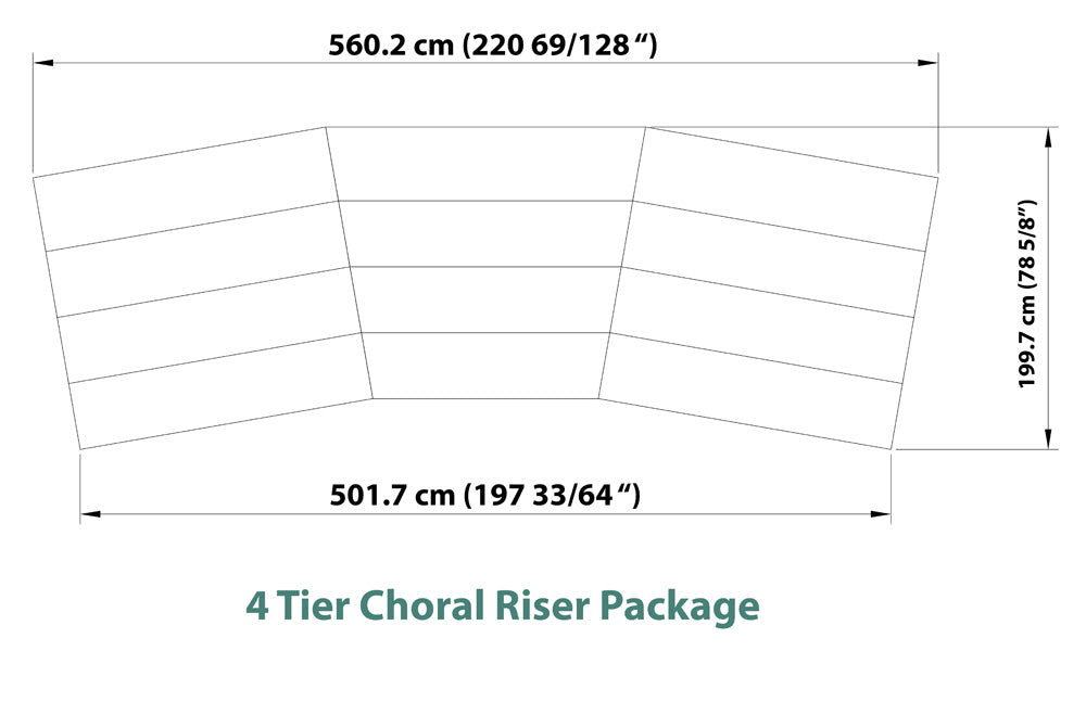 4 Tier Choral Riser System - 19' Long (fits 45 to 56 People ...