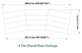 4 Tier Choral Riser System - 19' Long (fits 45 to 56 People)