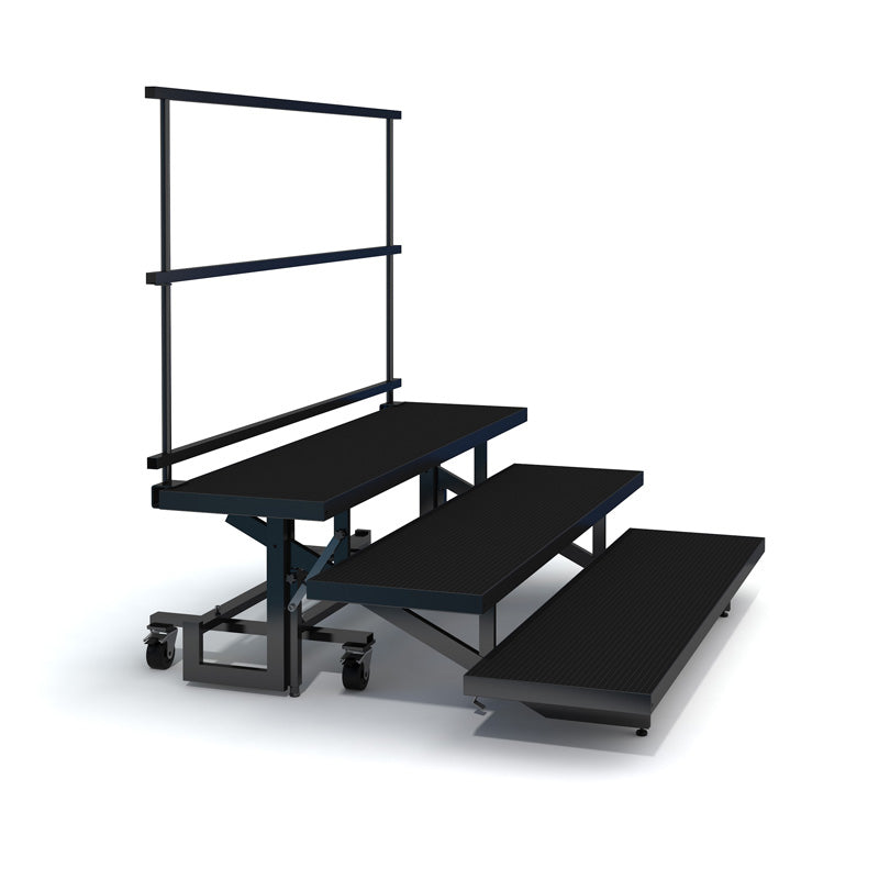 HUBERT 3-Step Meat Riser - 20.75"L X 24"W X 14"H Black Slotted ABS Deli Display Foundation