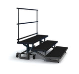 3-TIER WEDGED FOLDING CHORAL RISERS W GUARDRAIL- INDUSTRIAL FINISH