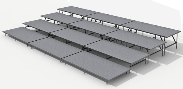 4 Tier Straight Seated Riser System - 24' Long (Fits 48 to 60 Chairs ...