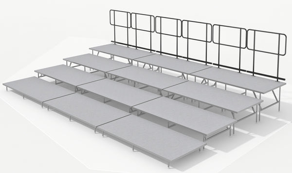 Rear Guard Rails for 4 Tier Straight Seated Riser System - 24' Long (Fits 48 to 60 Chairs)
